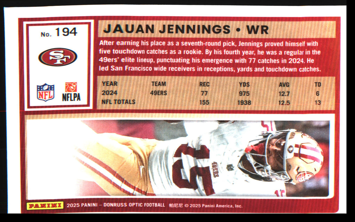 Football 2025 Donruss Optic #194 Jauan Jennings