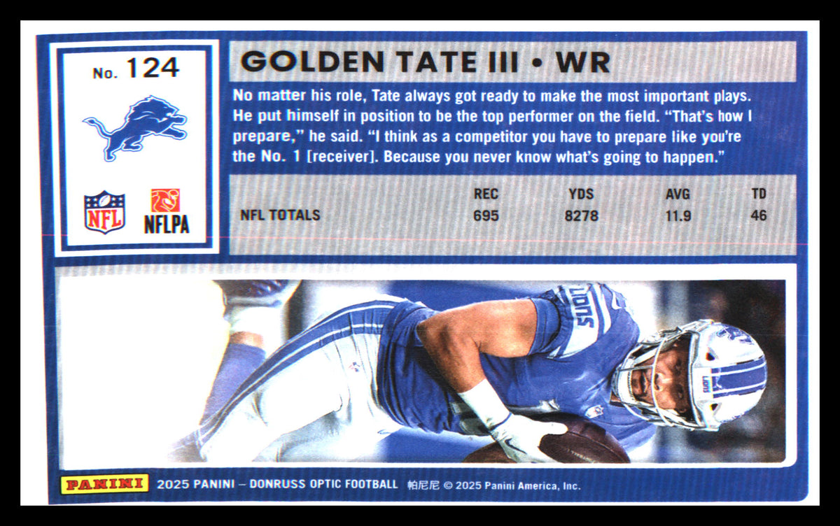 Football 2025 Donruss Optic #124 Golden Tate III