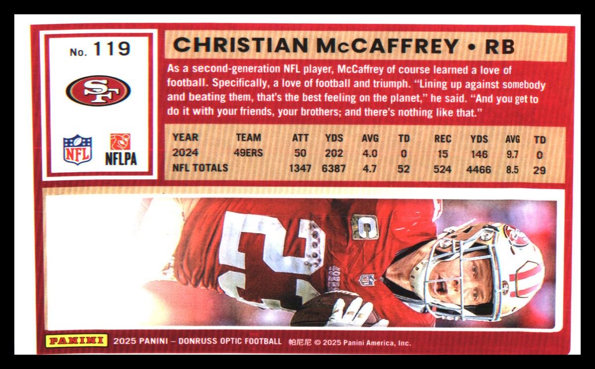 Football 2025 Donruss Optic #119 Christian McCaffrey