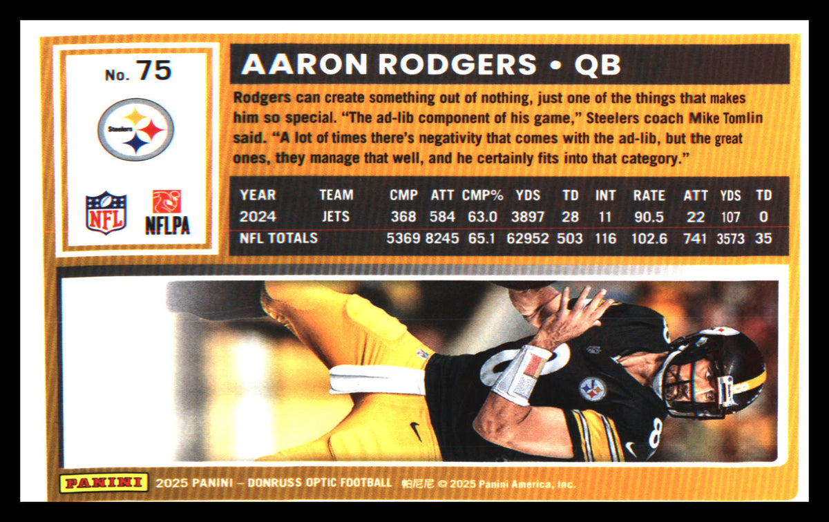 Football 2025 Donruss Optic #75 Aaron Rodgers