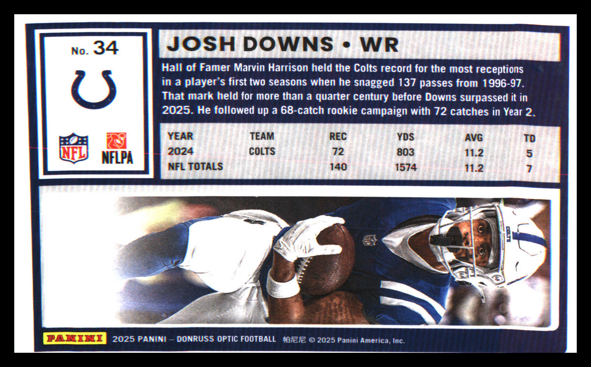 Football 2025 Donruss Optic #34 Josh Downs