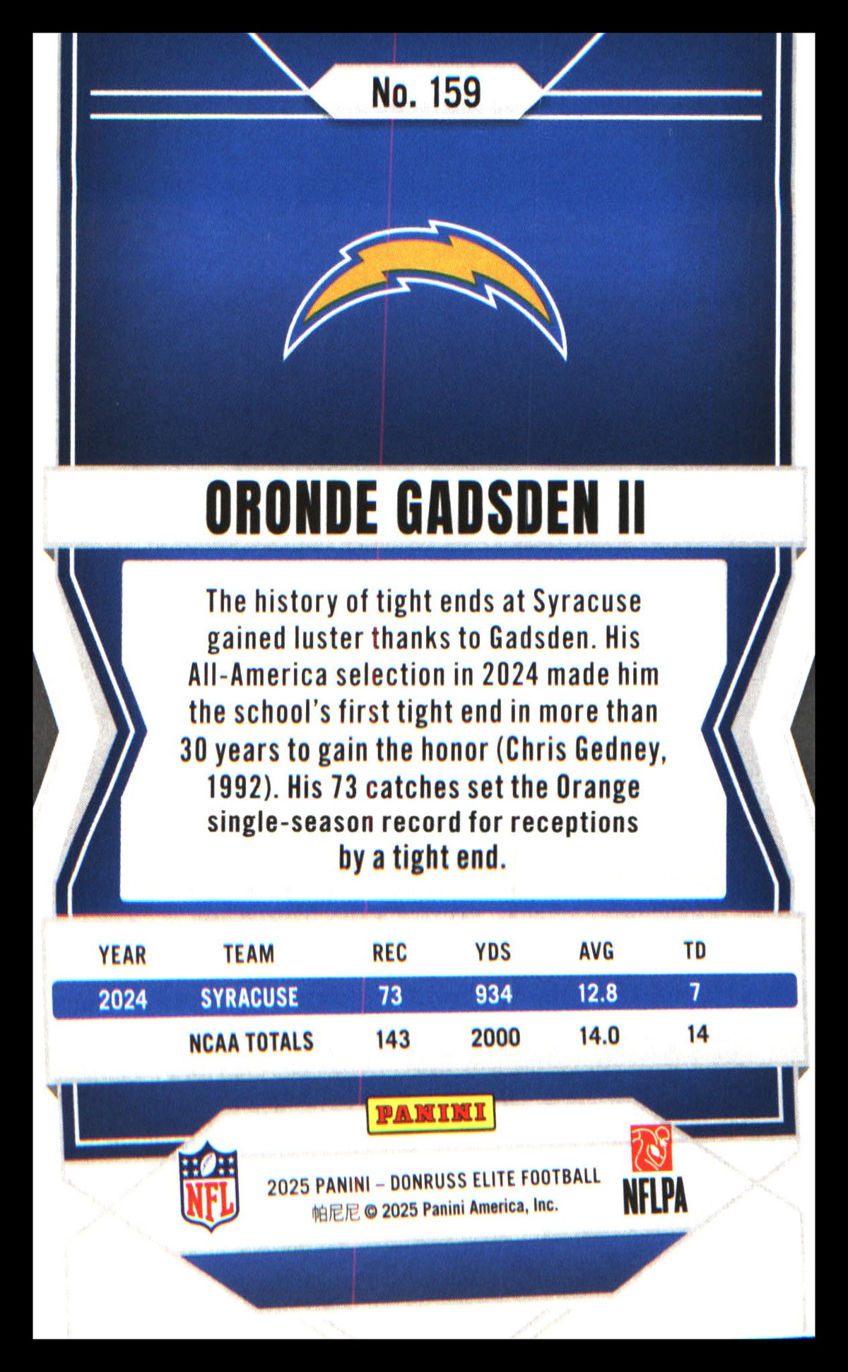 Football 2025 Donruss Elite Green Disco #159 Oronde Gadsden II RC RC