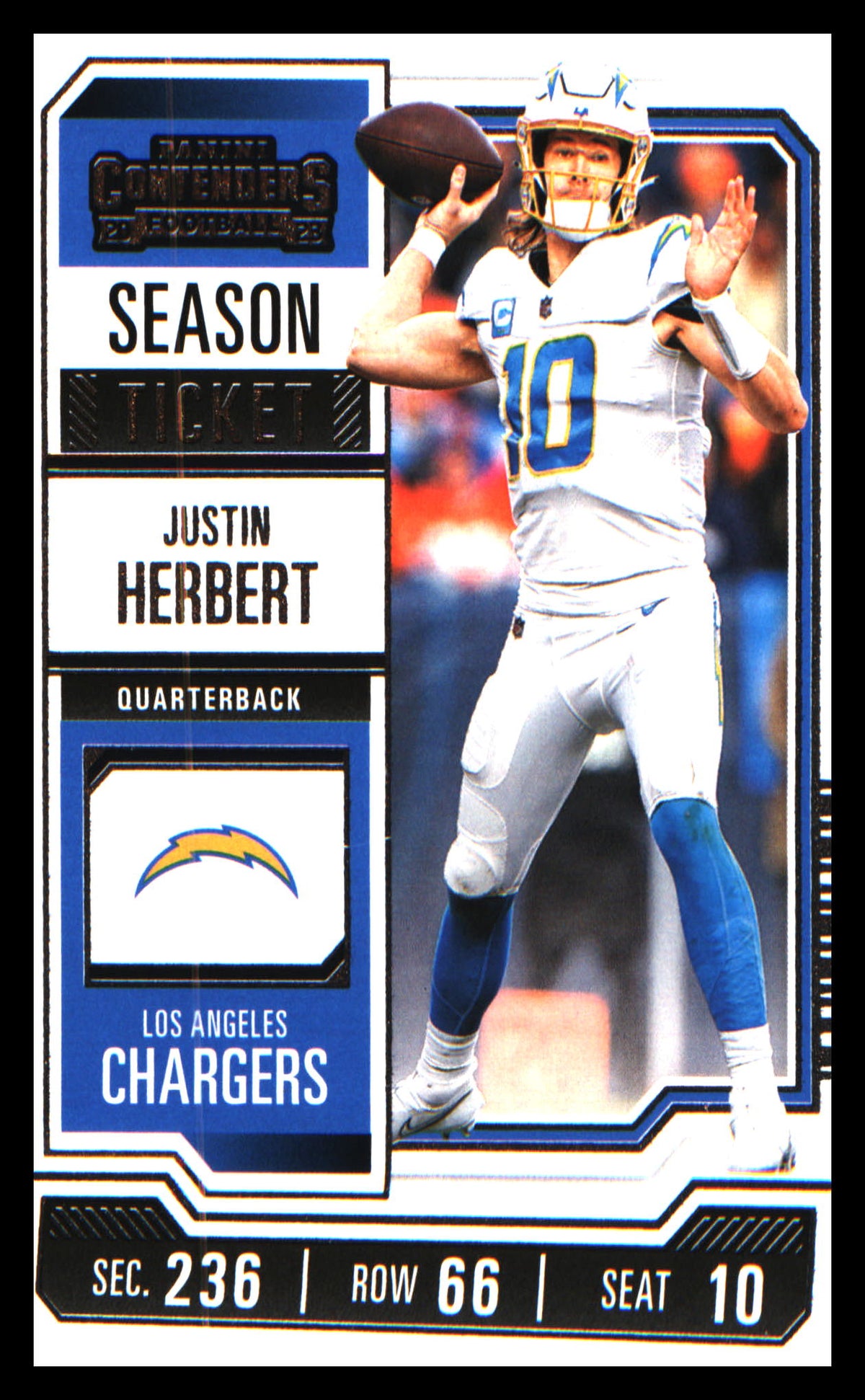 Football 2023 Panini Contenders Game Ticket Bronze #59 Justin Herbert