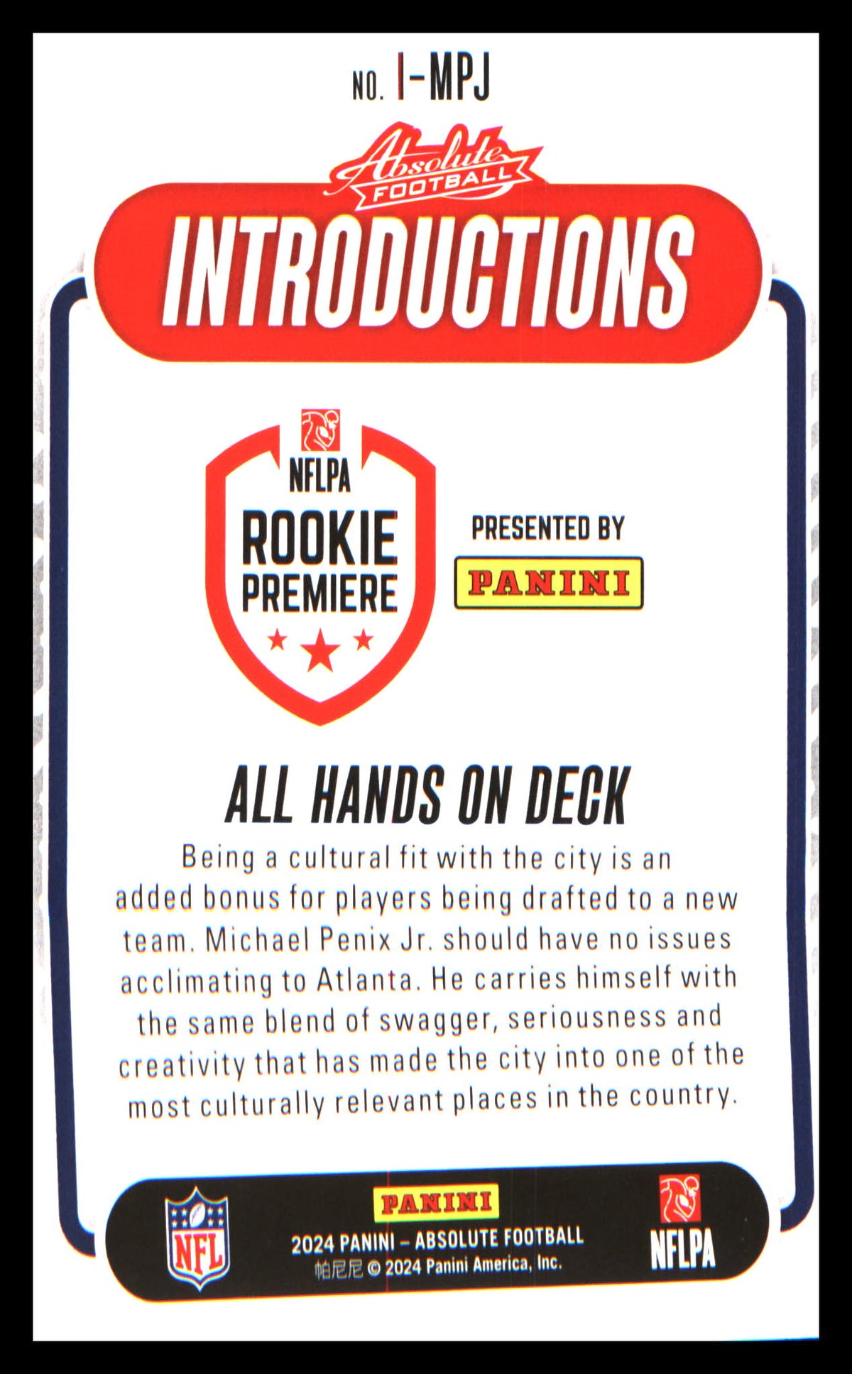 Football 2024 Panini Absolute Introductions #I-MPJ Michael Penix Jr.