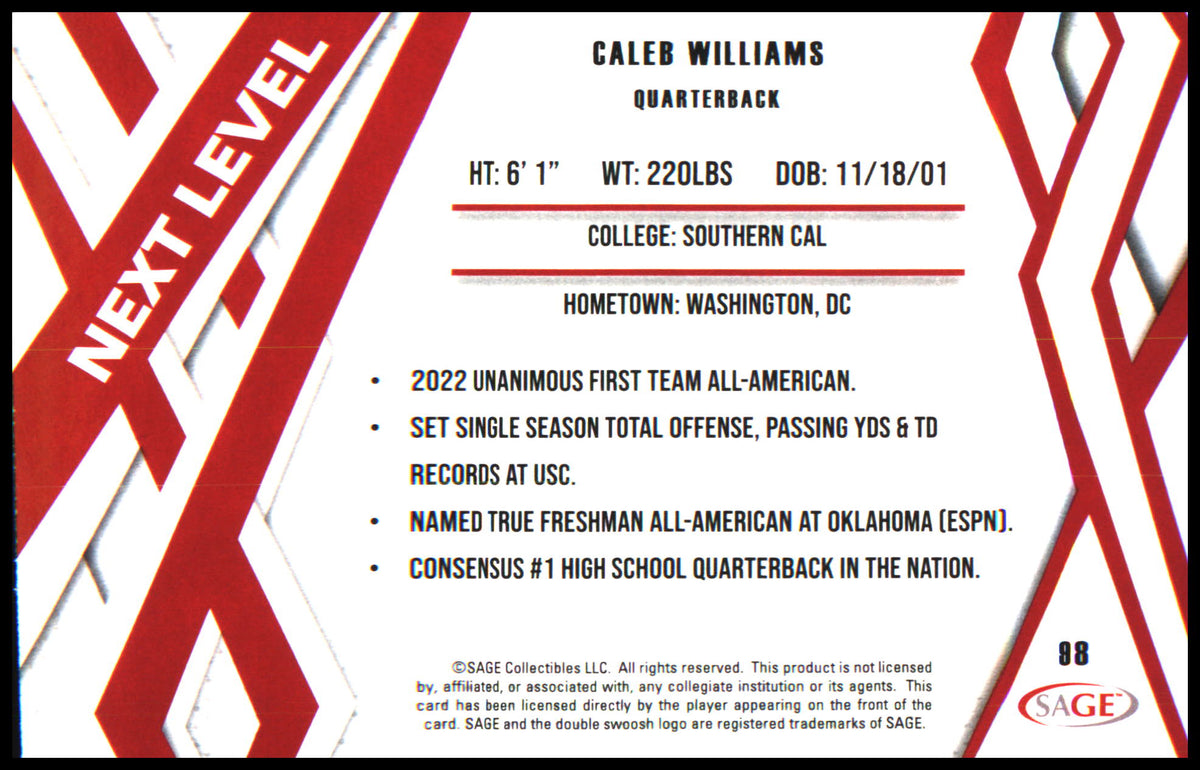 Football 2024 SAGE HIT Blue #98 Caleb Williams