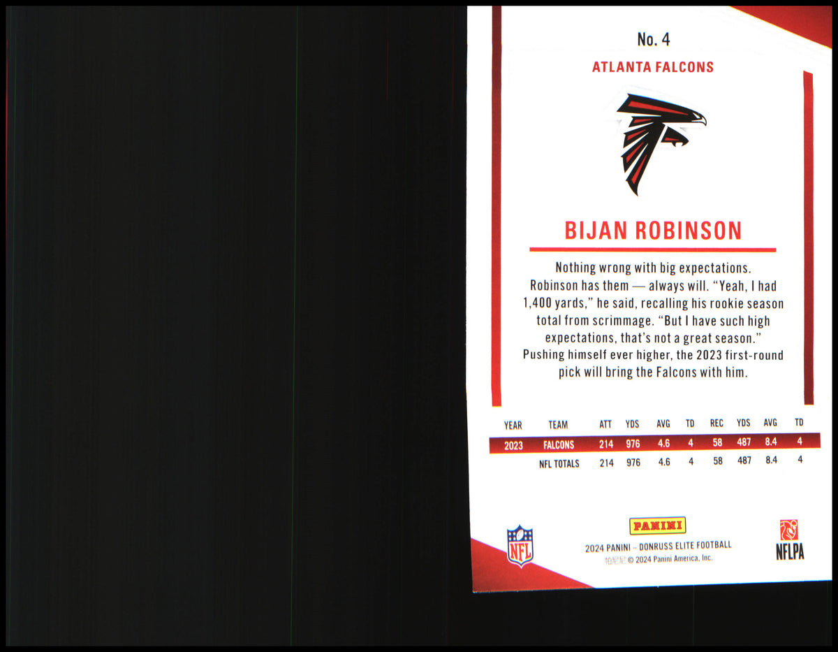 Football 2024 Donruss Elite #4 Bijan Robinson