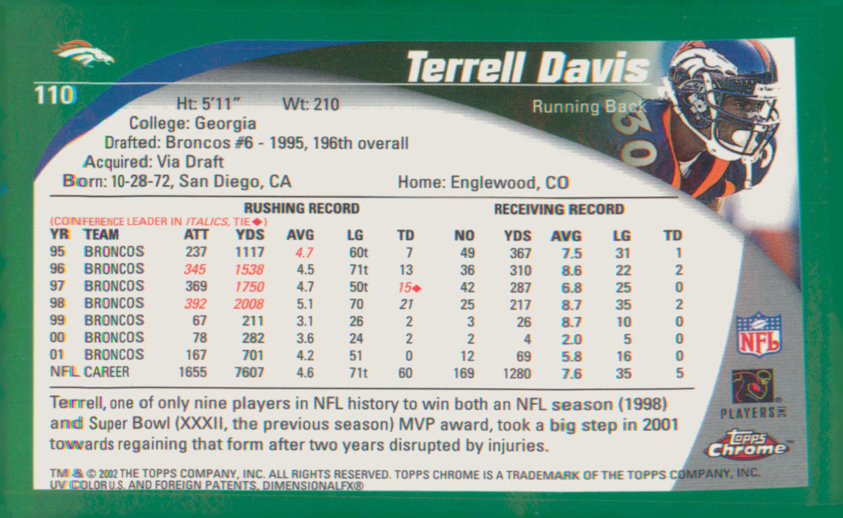Football 2002 Topps Chrome #110 Terrell Davis
