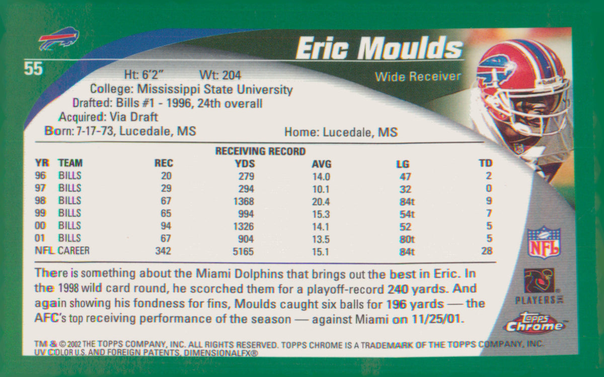 Football 2002 Topps Chrome #55 Eric Moulds