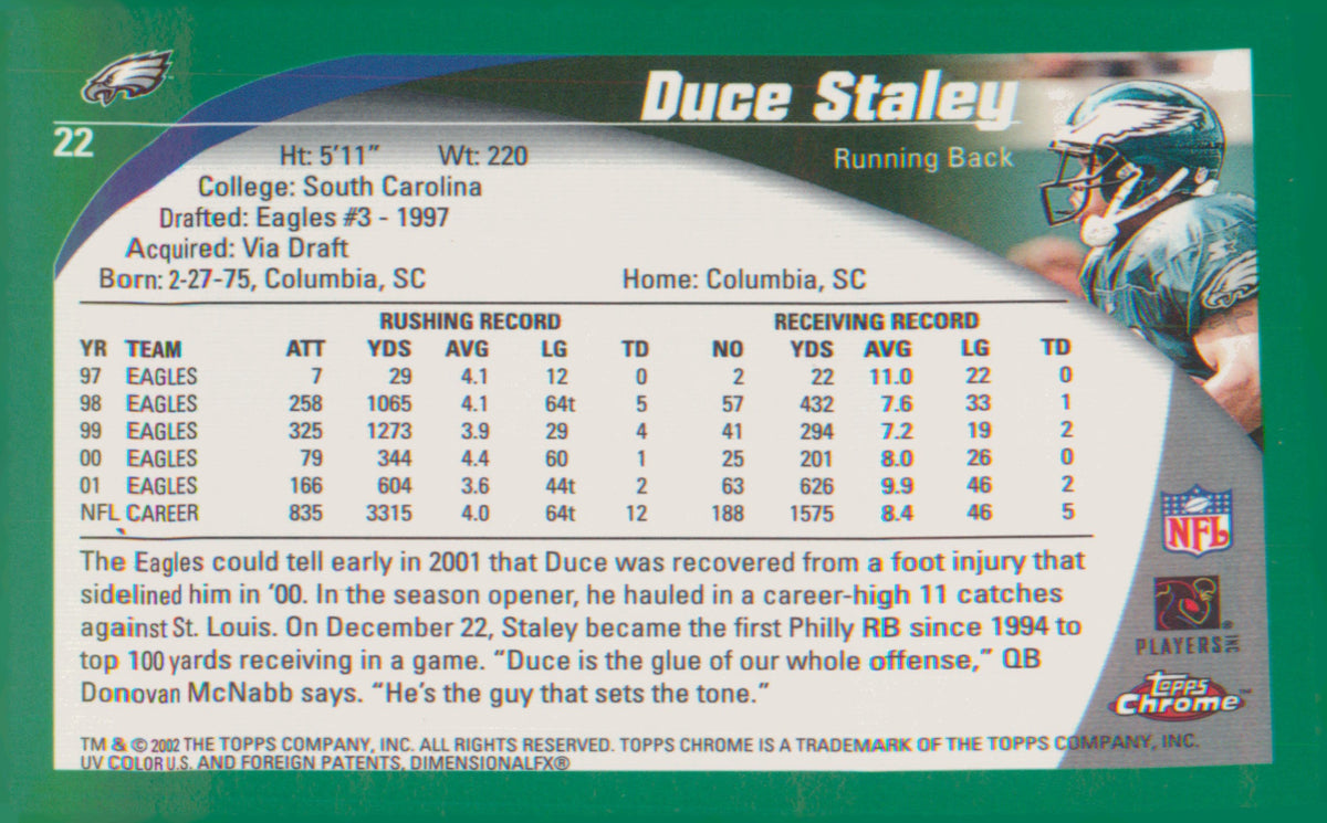 Football 2002 Topps Chrome #22 Duce Staley