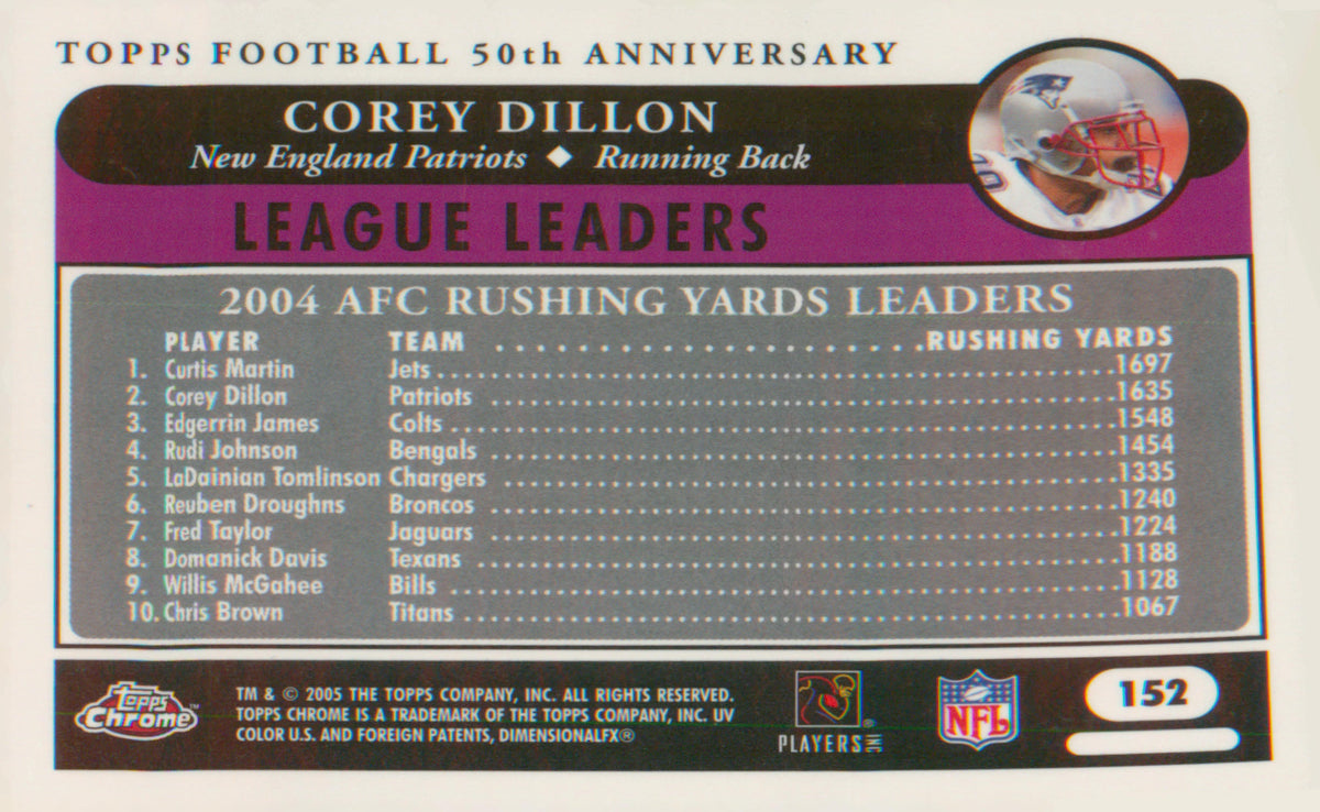Football 2005 Topps Chrome #152 Corey Dillon