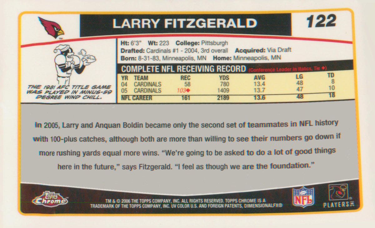 Football 2006 Topps Chrome #122 Larry Fitzgerald
