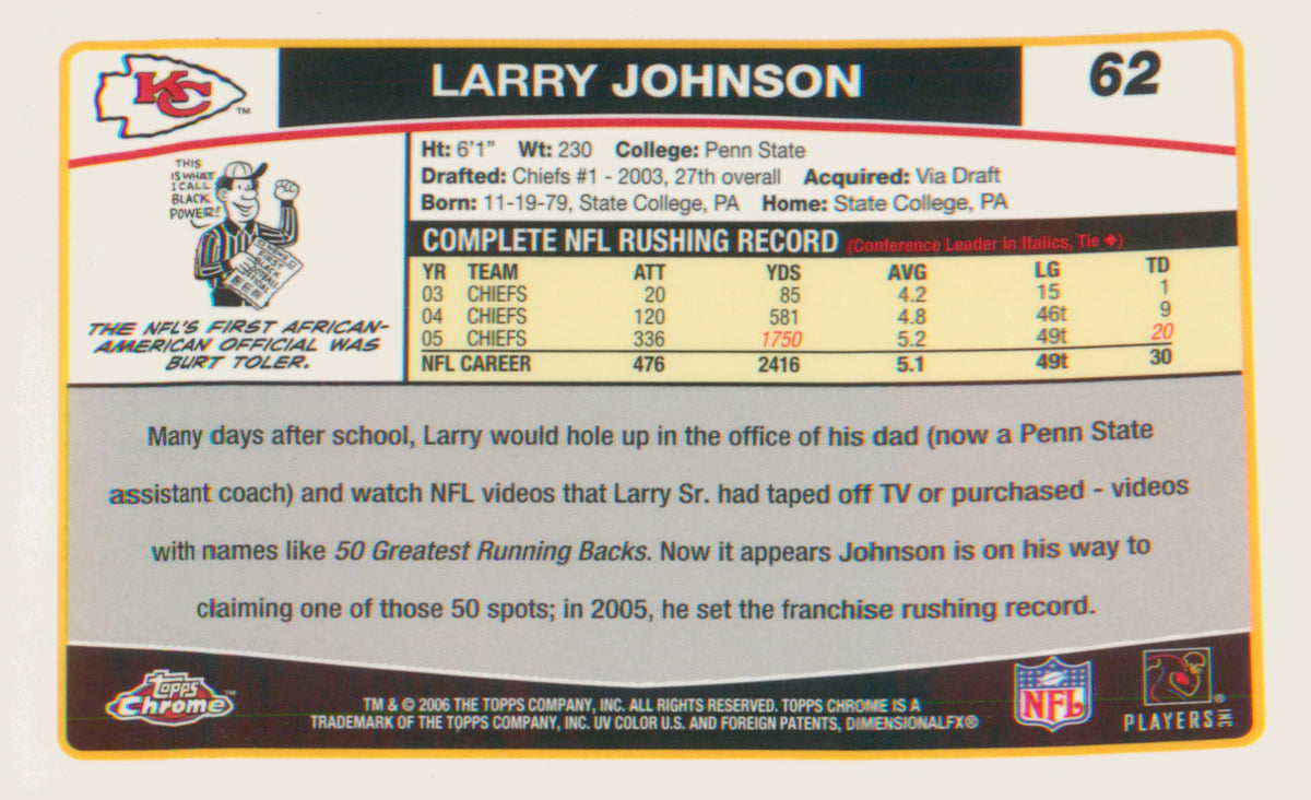 Football 2006 Topps Chrome #62 Larry Johnson