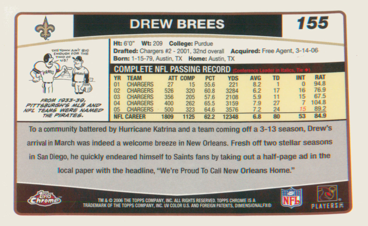 Football 2006 Topps Chrome #155 Drew Brees