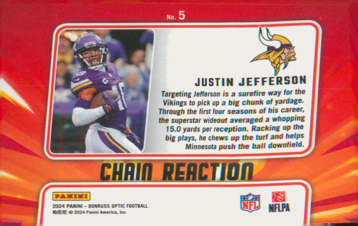 Football 2024 Donruss Optic Chain Reaction #5 Justin Jefferson