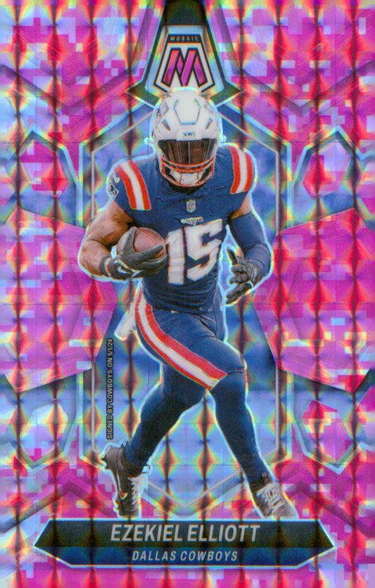 Football 2024 Panini Mosaic Mosaic Camo Pink #58 Ezekiel Elliott