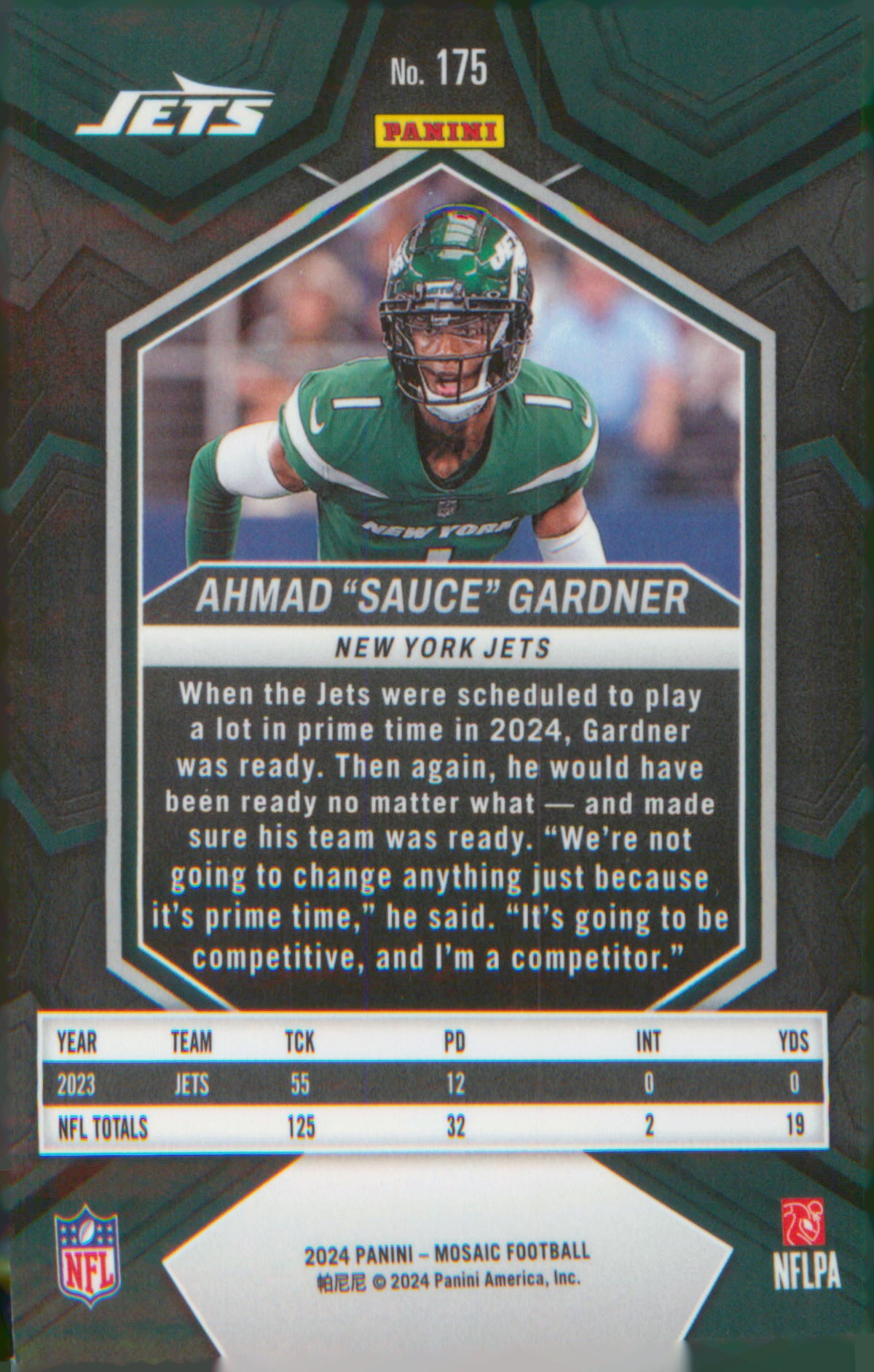 Football 2024 Panini Mosaic Silver #175 Ahmad "Sauce" Gardner
