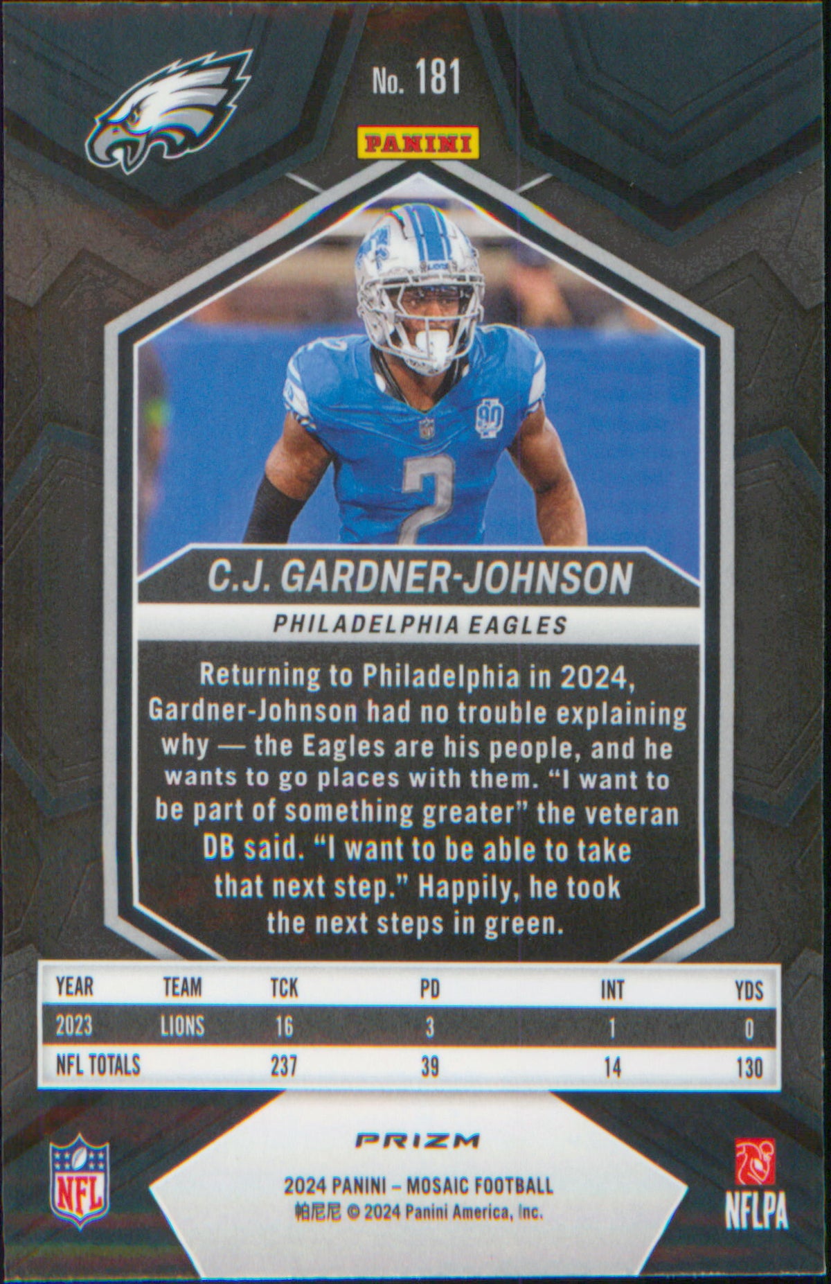 Football 2024 Panini Mosaic Mosaic #181 C.J. Gardner-Johnson