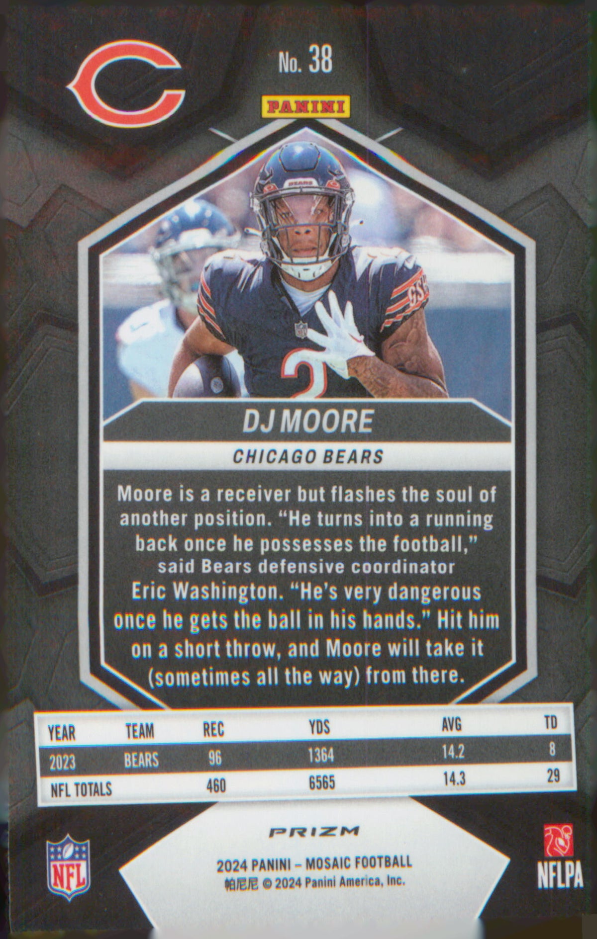 Football 2024 Panini Mosaic Mosaic #38 DJ Moore
