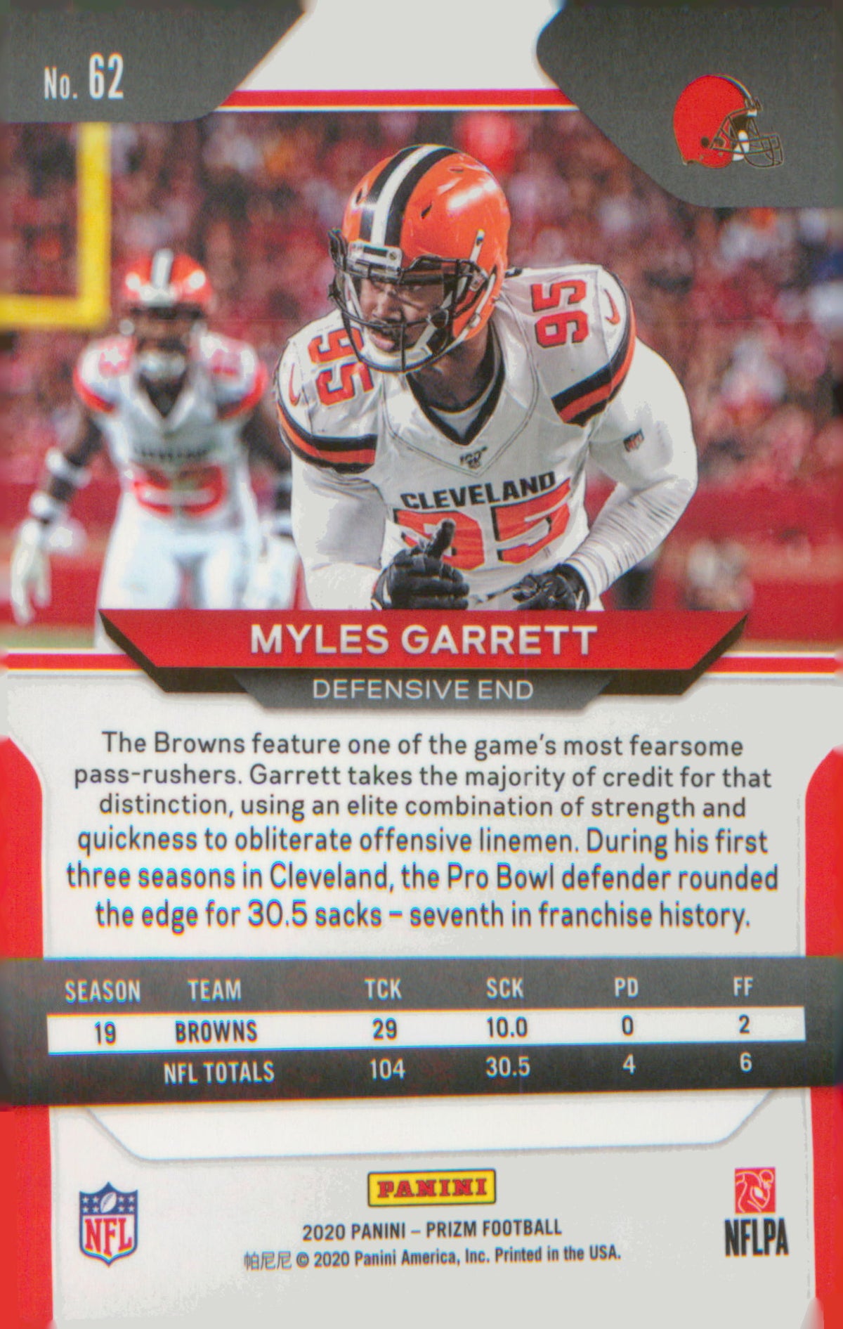 Football 2020 Panini Prizm #62 Myles Garrett