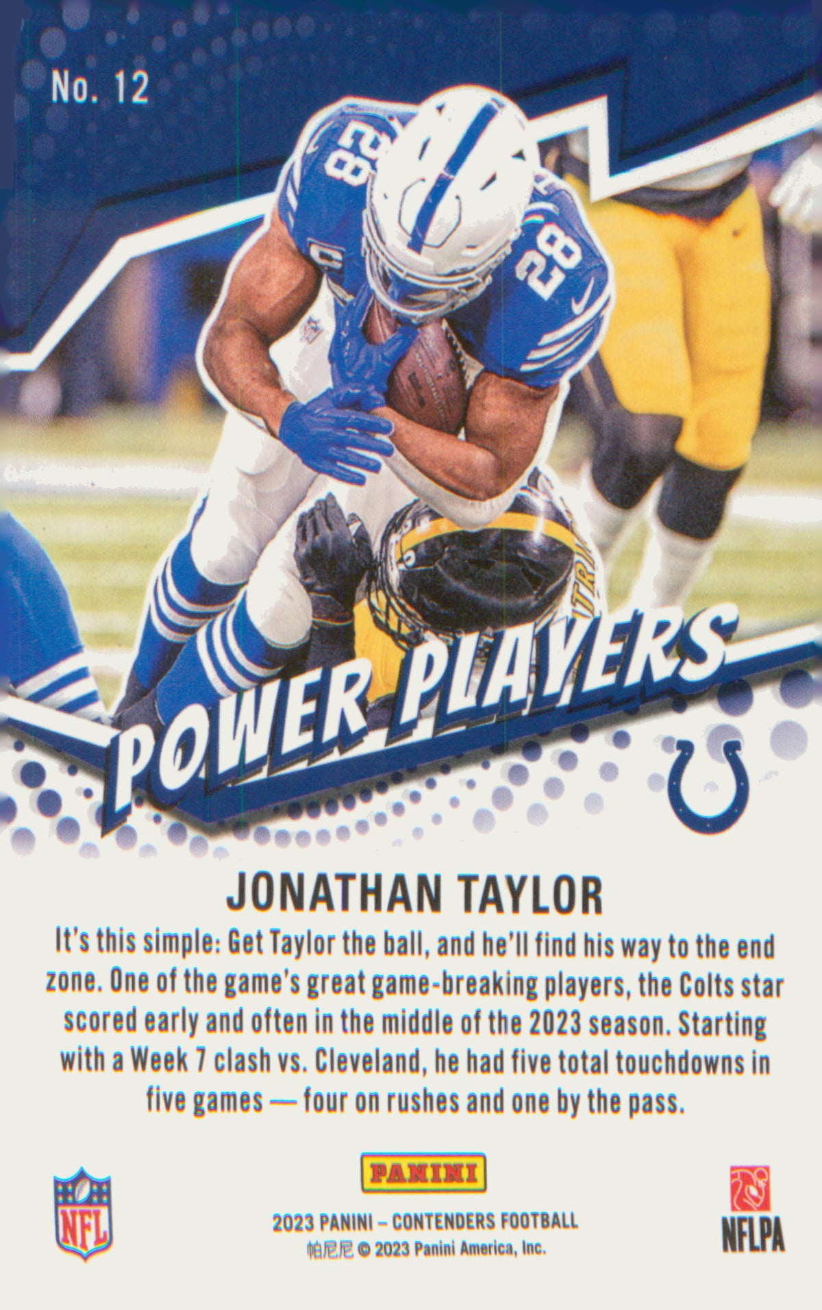 Football 2023 Panini Contenders Power Players Silver #12 Jonathan Taylor