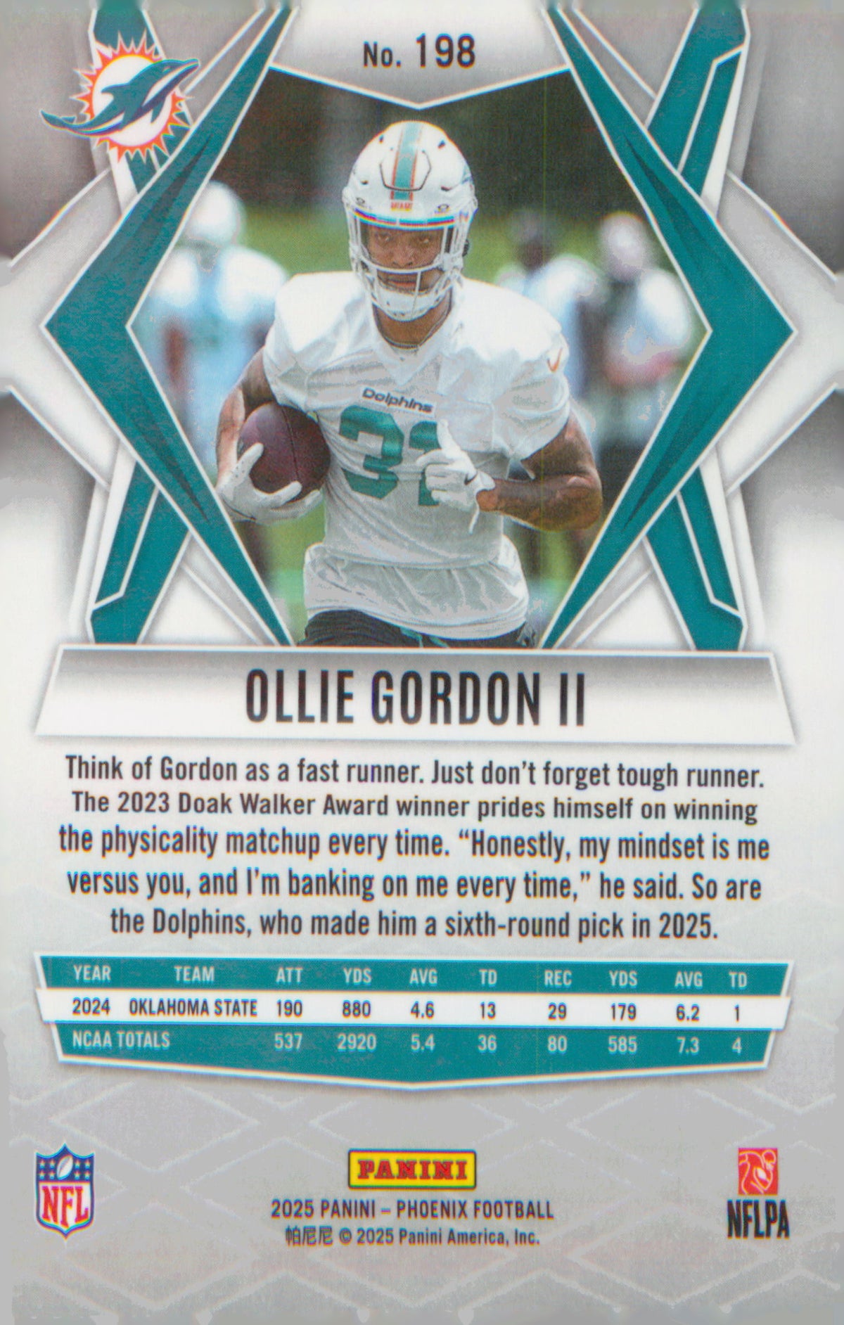 Football 2025 Panini Phoenix #198 Ollie Gordon II RC RC
