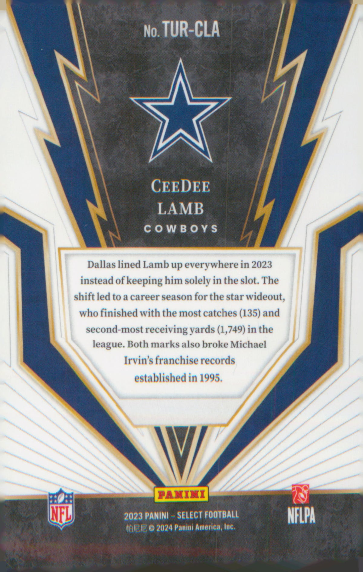 Football 2023 Panini Select Turbocharged #TUR-CLA CeeDee Lamb