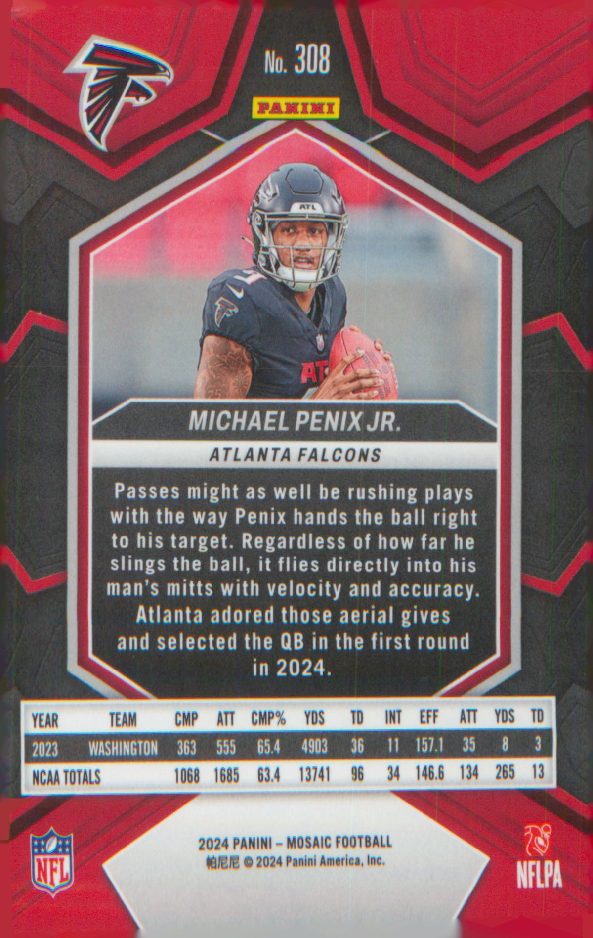 Football 2024 Panini Mosaic #308 Michael Penix Jr. RC RC