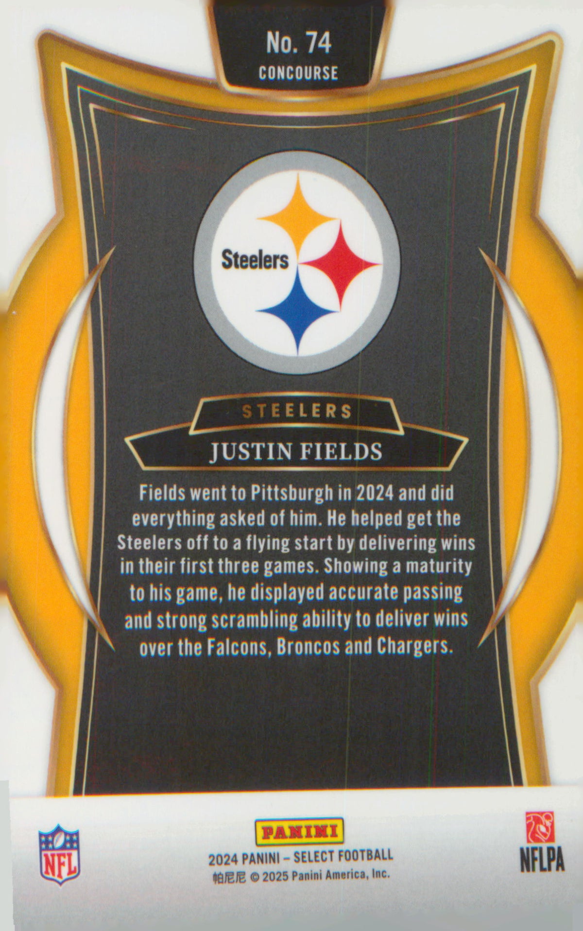Football 2024 Panini Select #74 Justin Fields
