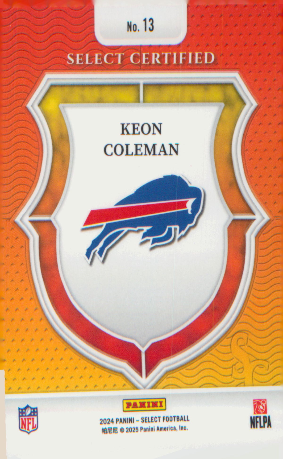 Football 2024 Panini Select Select Certified Rookies #13 Keon Coleman