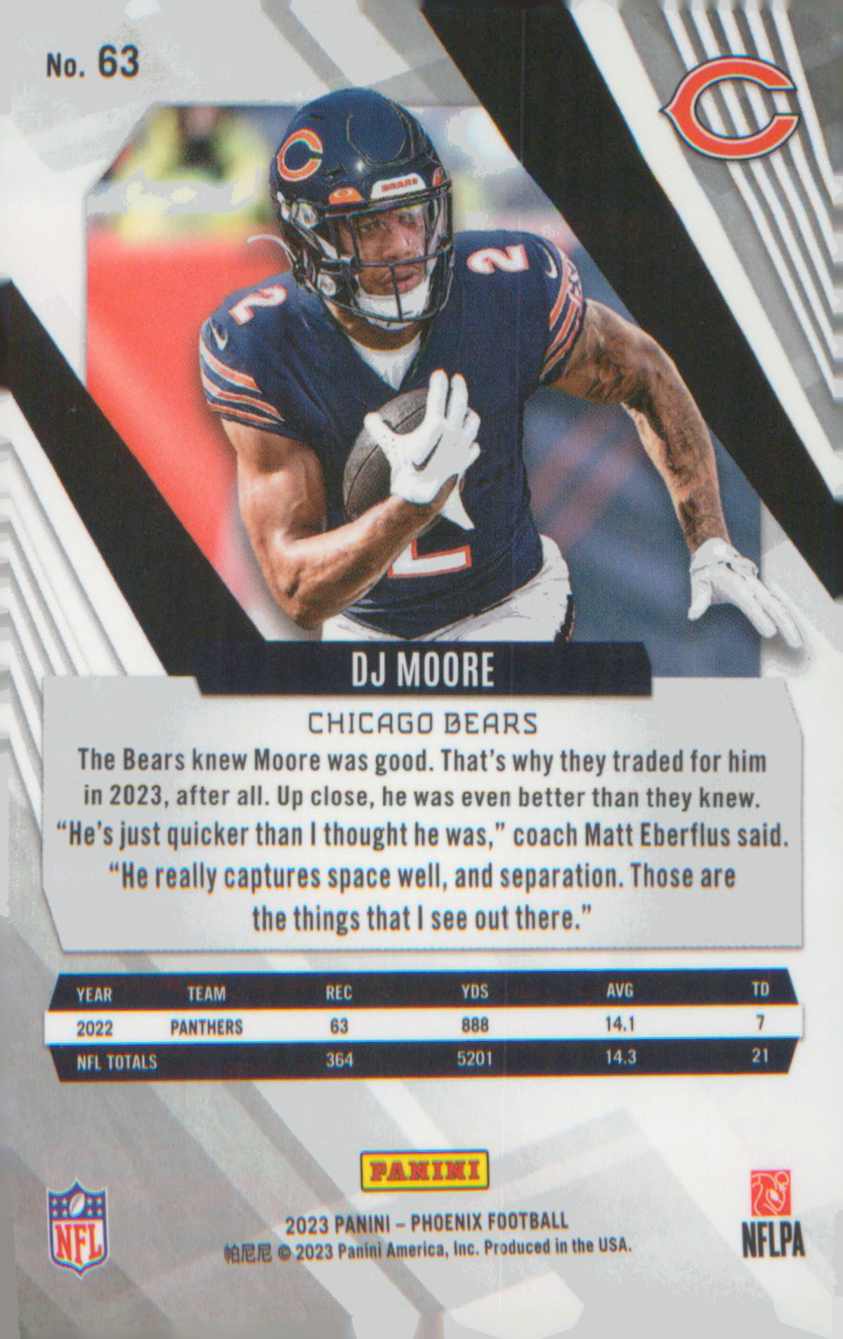 Football 2023 Panini Phoenix #63 DJ Moore