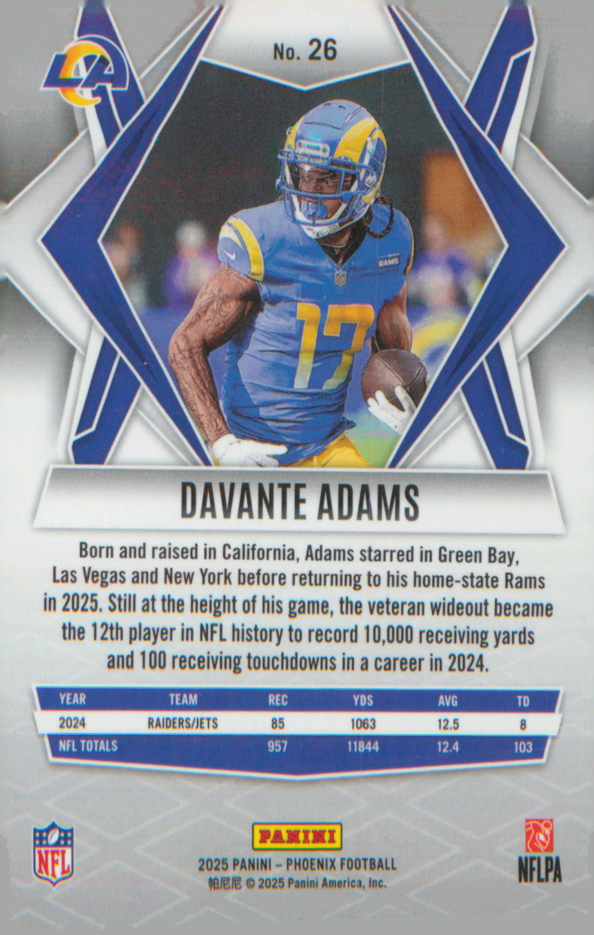 Football 2025 Panini Phoenix #26 Davante Adams
