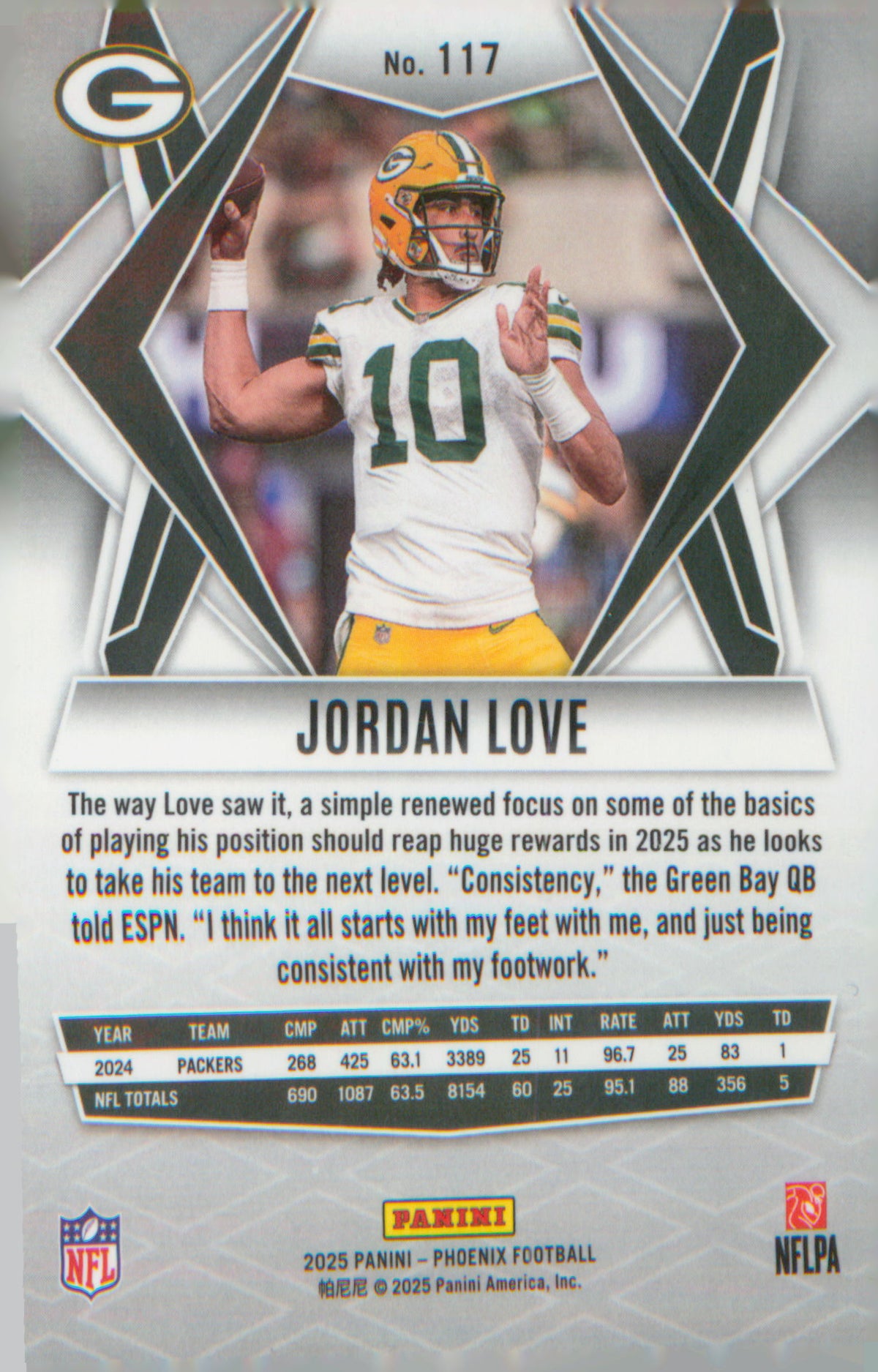Football 2025 Panini Phoenix #117 Jordan Love