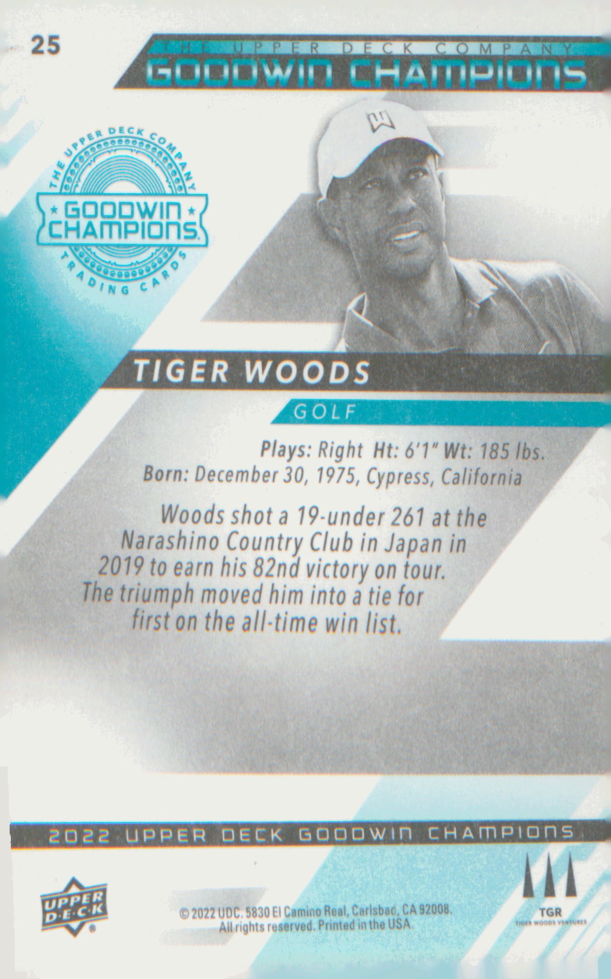 Other Sports 2022 Upper Deck Goodwin Champions Turquoise #25 Tiger Woods