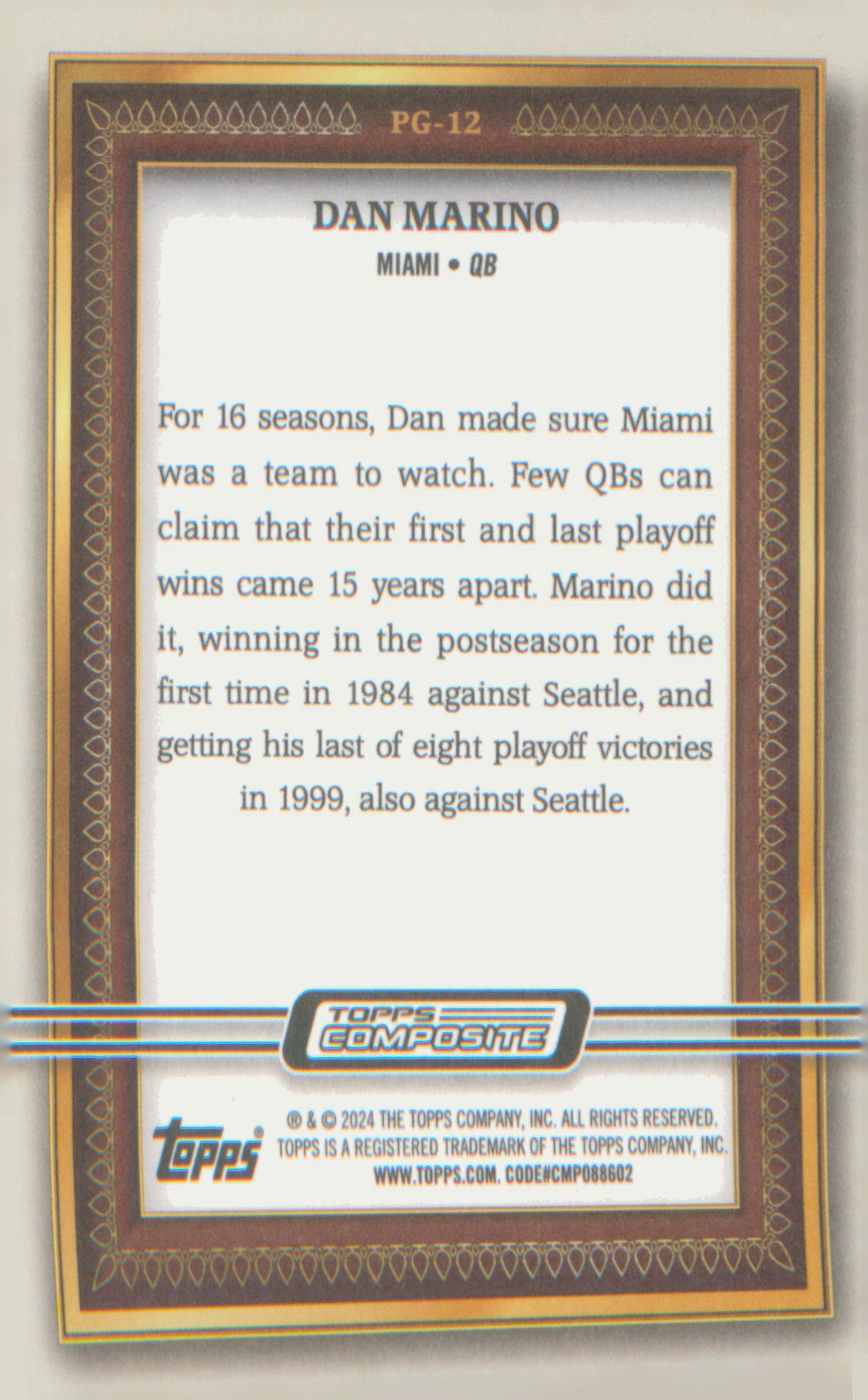 Football 2023 Topps Composite Portrait Gallery #P-12 Dan Marino