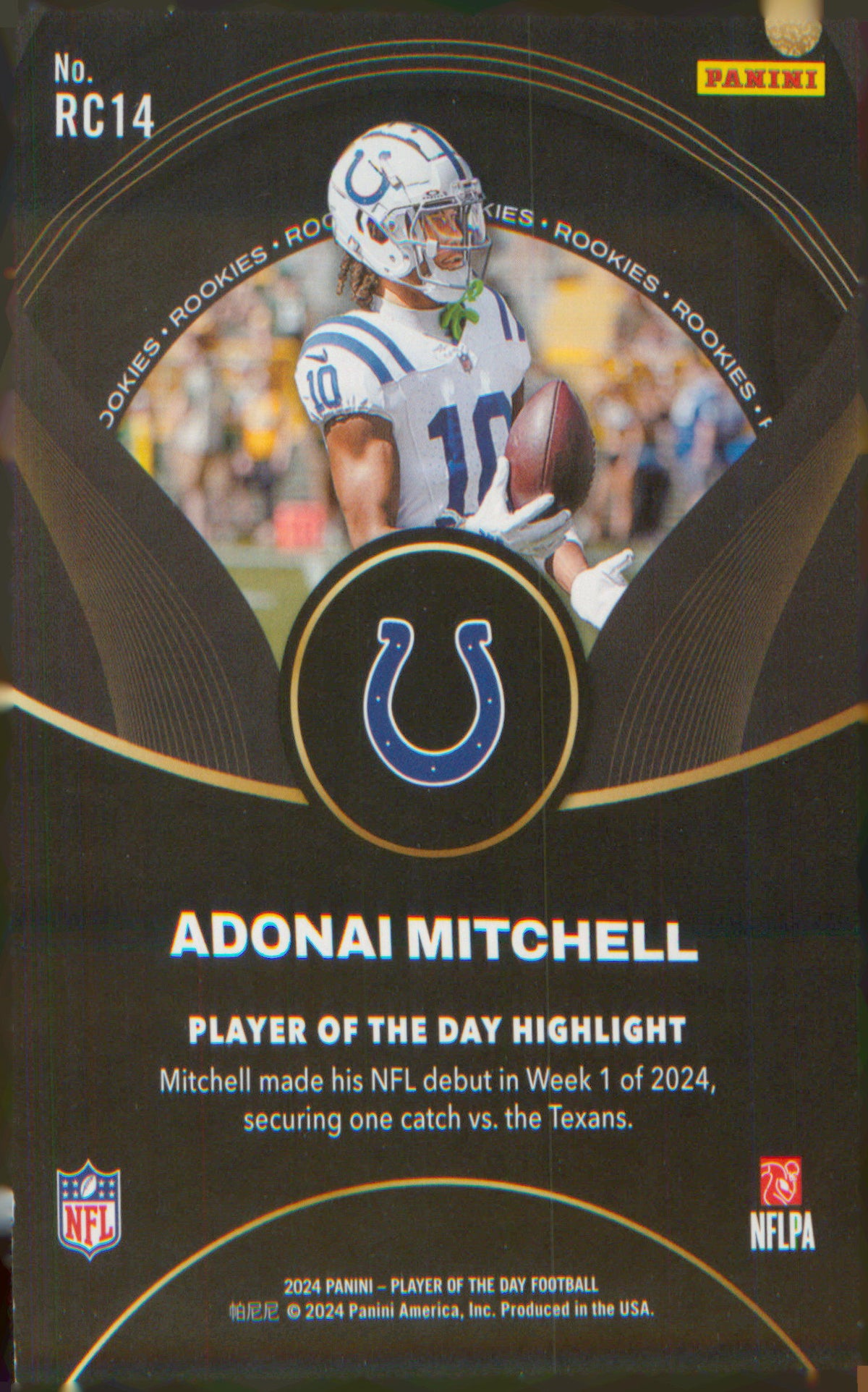 Football 2024 Panini Player of the Day Rookies #RC14 Adonai Mitchell
