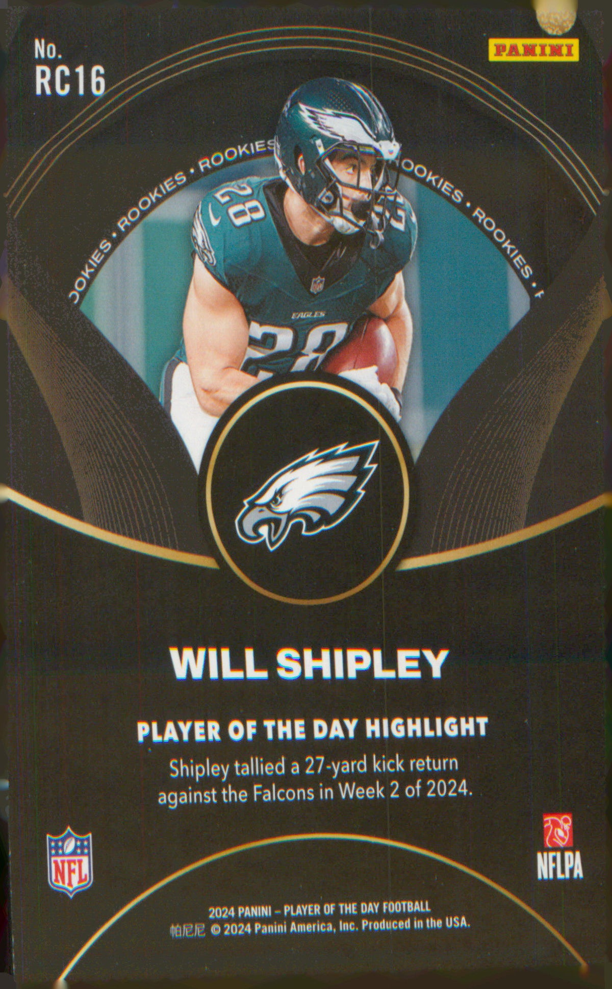 Football 2024 Panini Player of the Day Rookies #RC16 Will Shipley