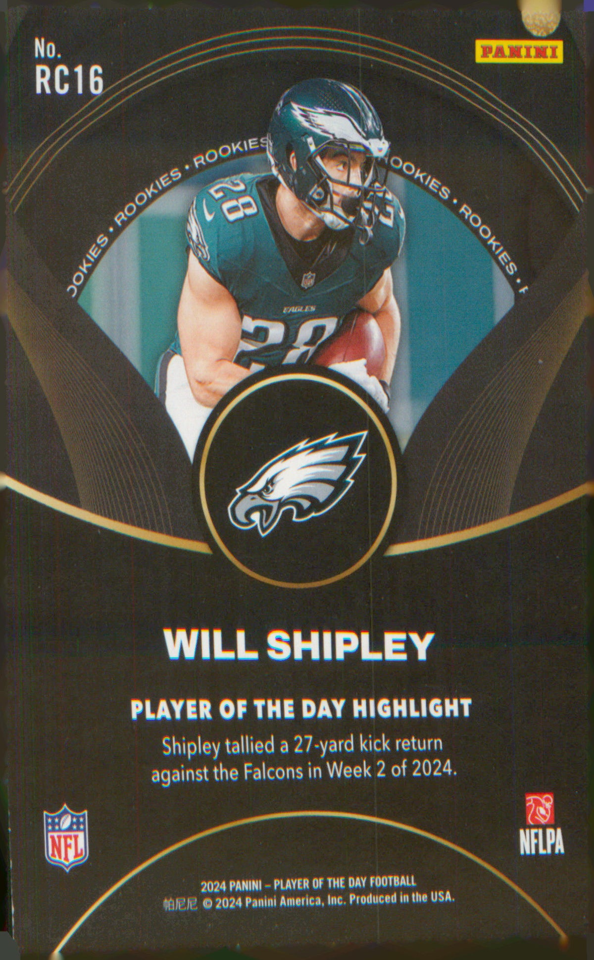 Football 2024 Panini Player of the Day Rookies #RC16 Will Shipley