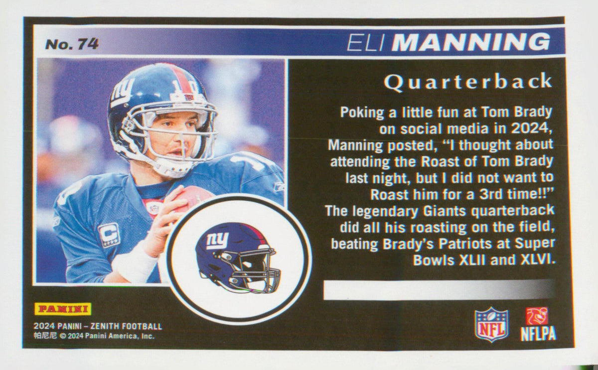 Football 2024 Panini Zenith #74 Eli Manning