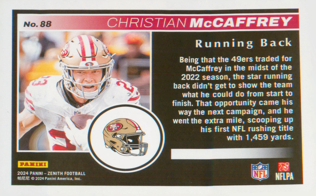 Football 2024 Panini Zenith Retail #88 Christian McCaffrey