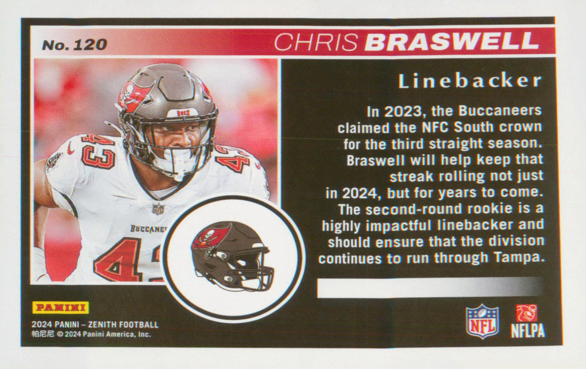 Football 2024 Panini Zenith #120 Chris Braswell RC RC