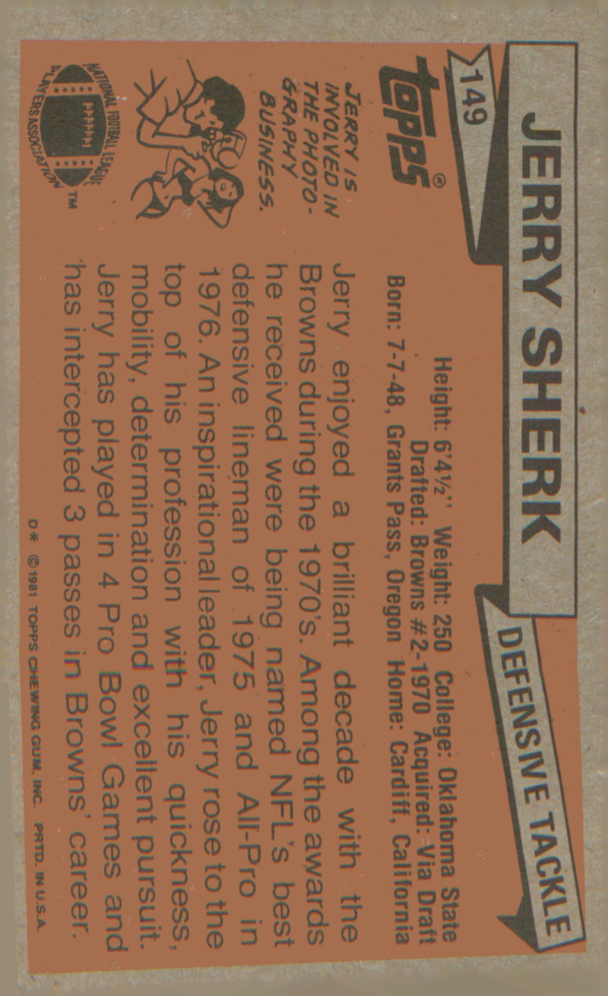 Football 1981 Topps #149 Jerry Sherk