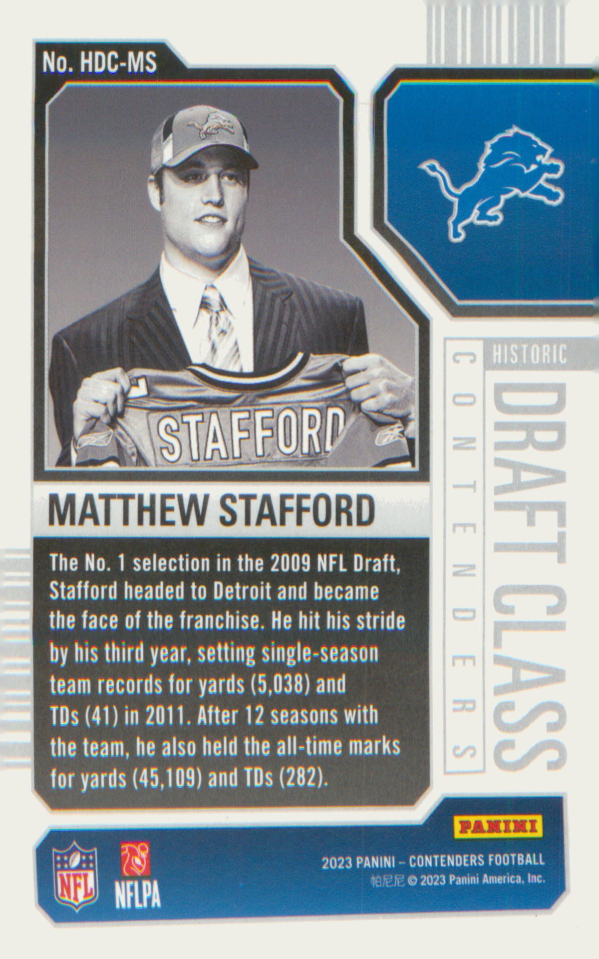 2023 Panini Contenders Historic Draft Class Contenders #HDC-MS Matthew Stafford