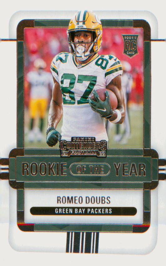 2022 Panini Contenders Rookie of the Year Emerald #ROY-RDO Romeo Doubs