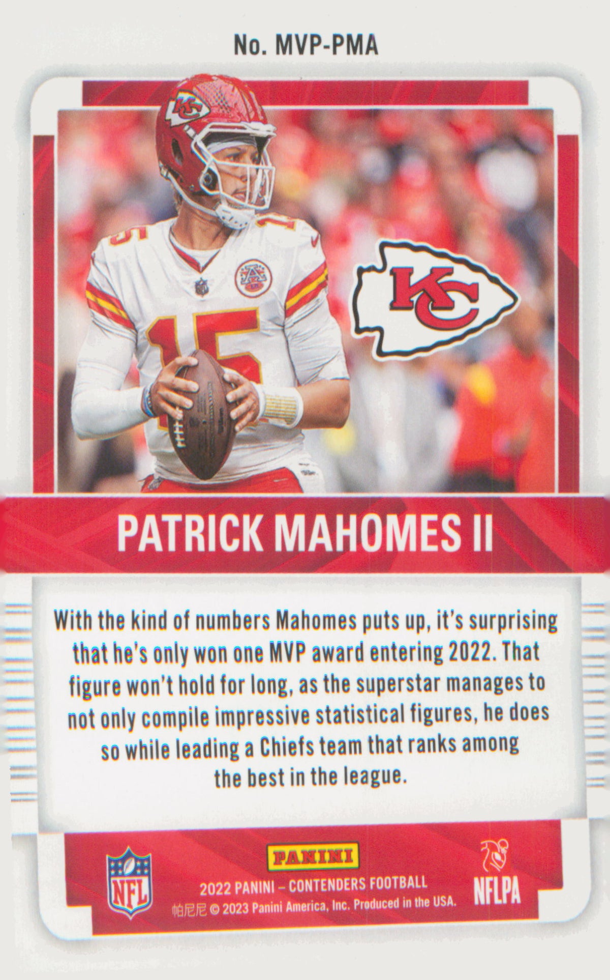 2022 Panini Contenders MVP Contenders Emerald #MVP-PMA Patrick Mahomes II