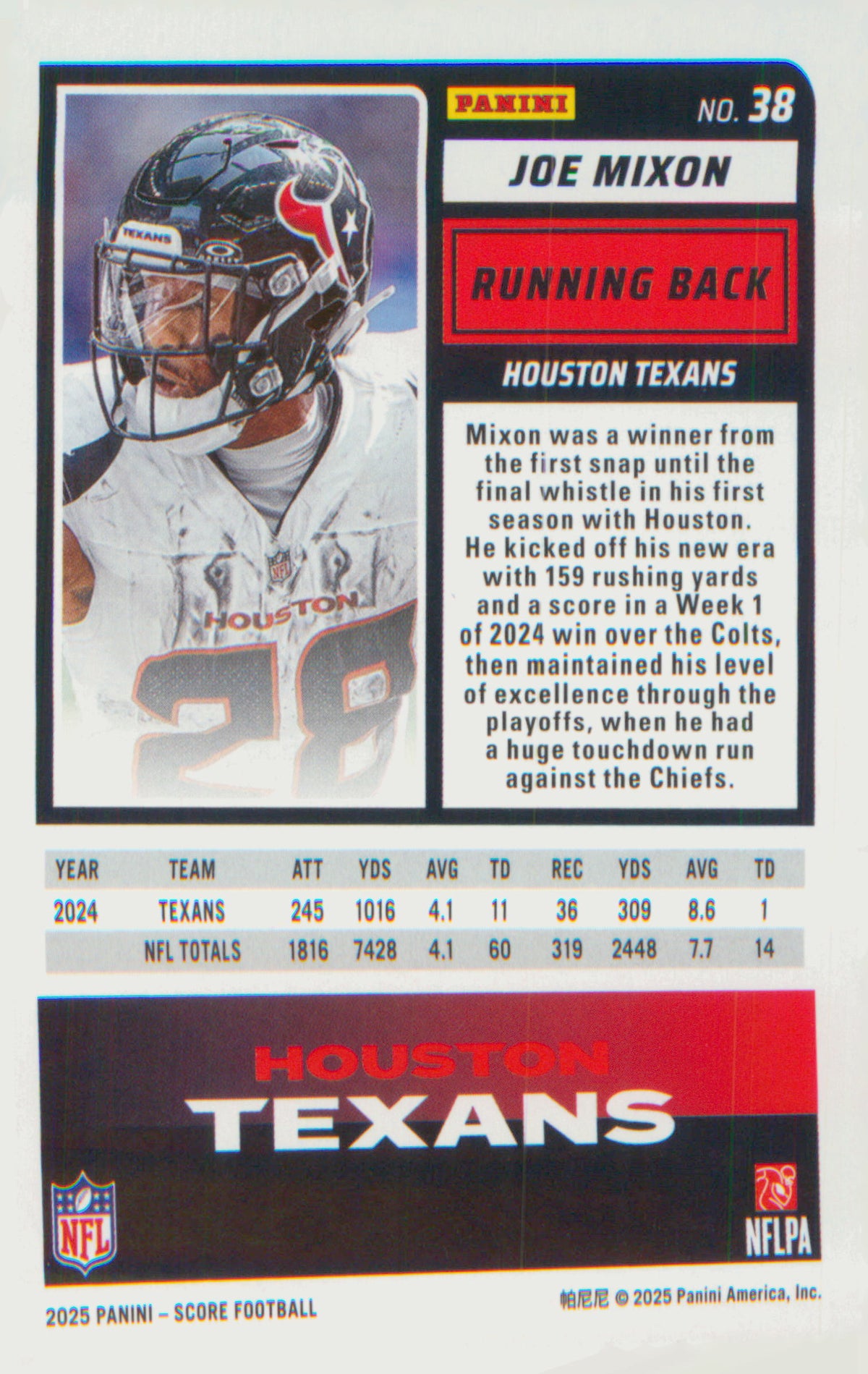 Football 2025 Score-A-Treat #38 Joe Mixon