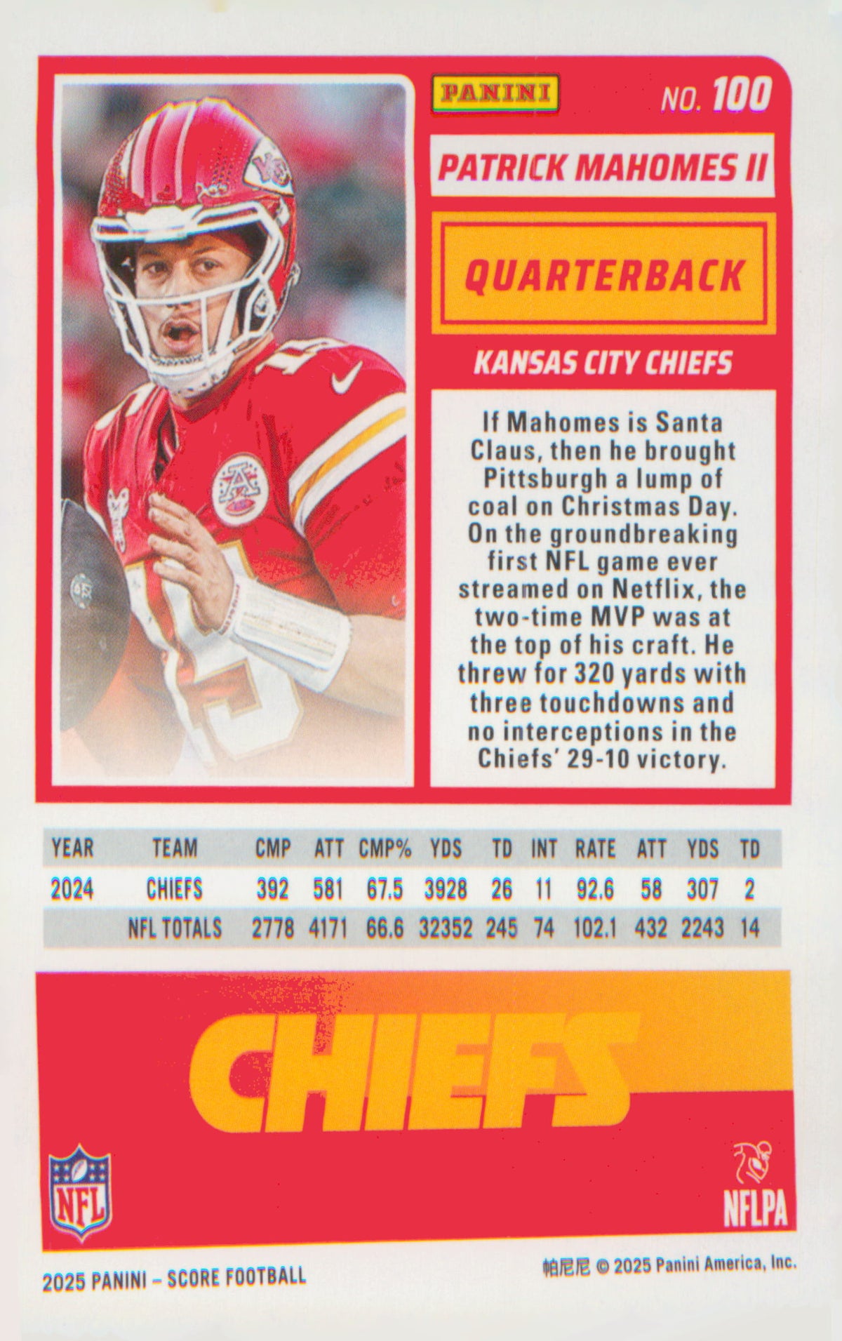 Football 2025 Score-A-Treat #100 Patrick Mahomes II