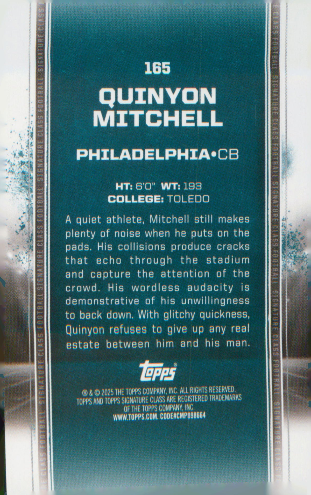 Football 2024 Topps Signature Class #165 Quinyon Mitchell RC RC