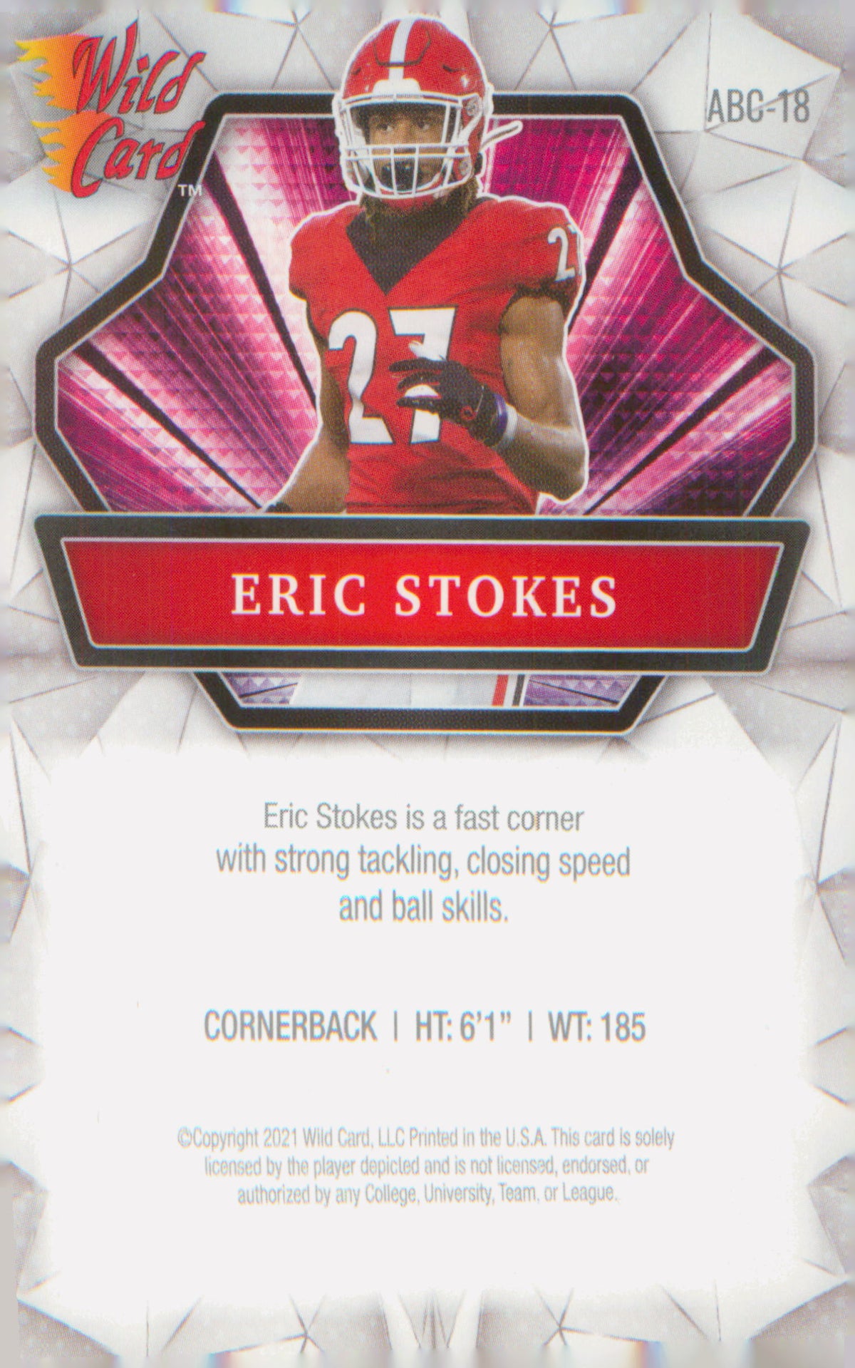 Football 2021 Wild Card Alumination Silver #ABC-18 Eric Stokes