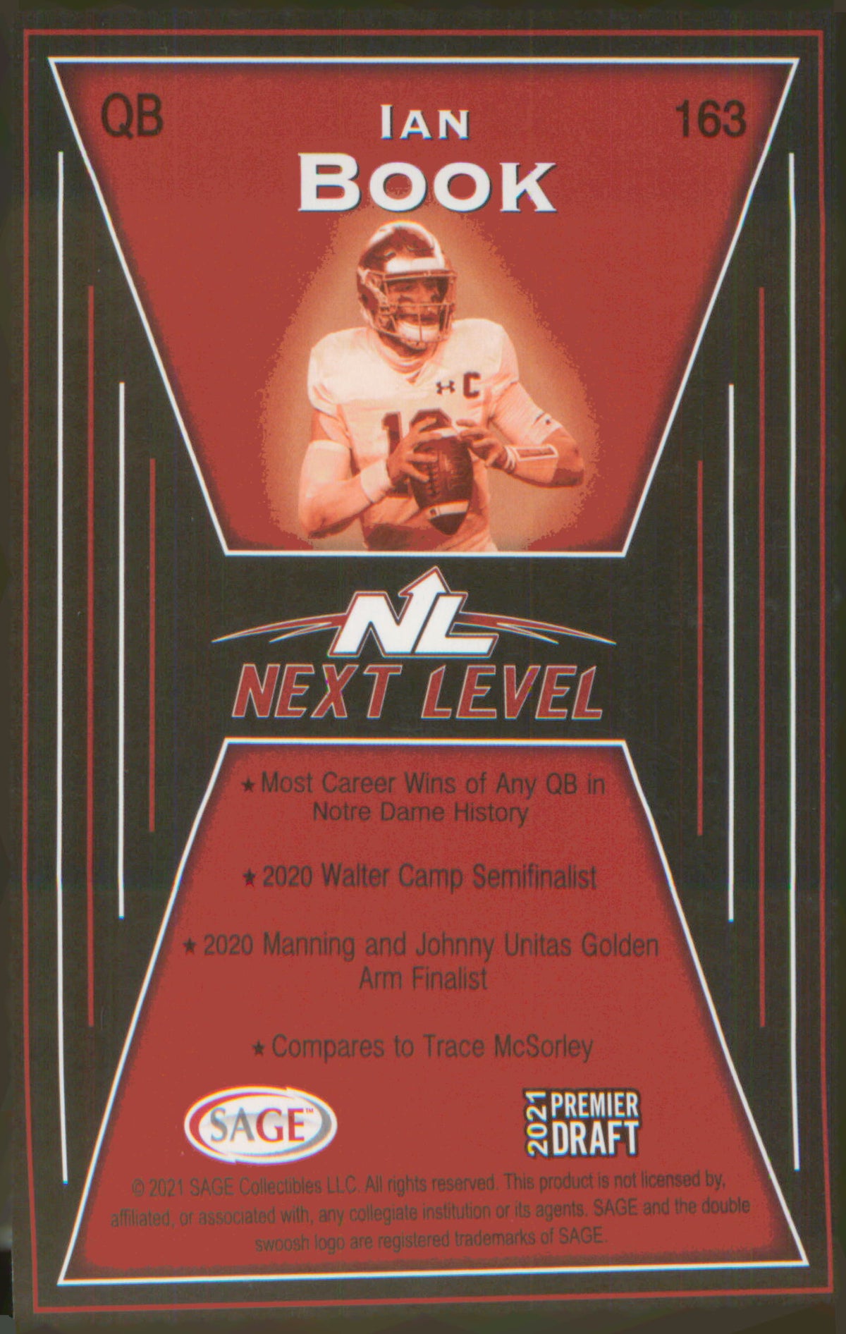 Football 2021 SAGE Premier Draft #163 Ian Book