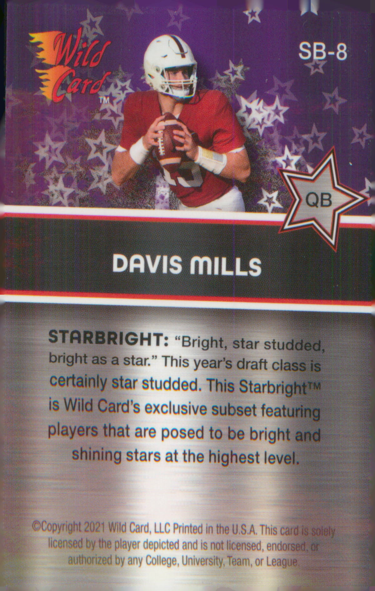 2021 Wild Card Alumination Starbright Pink #SB-8 Davis Mills